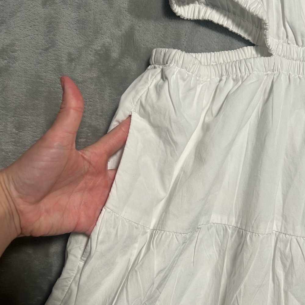 J Crew Harbor Side Cutout Maxi Dress Women’s XL White Tie Strap Pockets - Picture 7 of 9